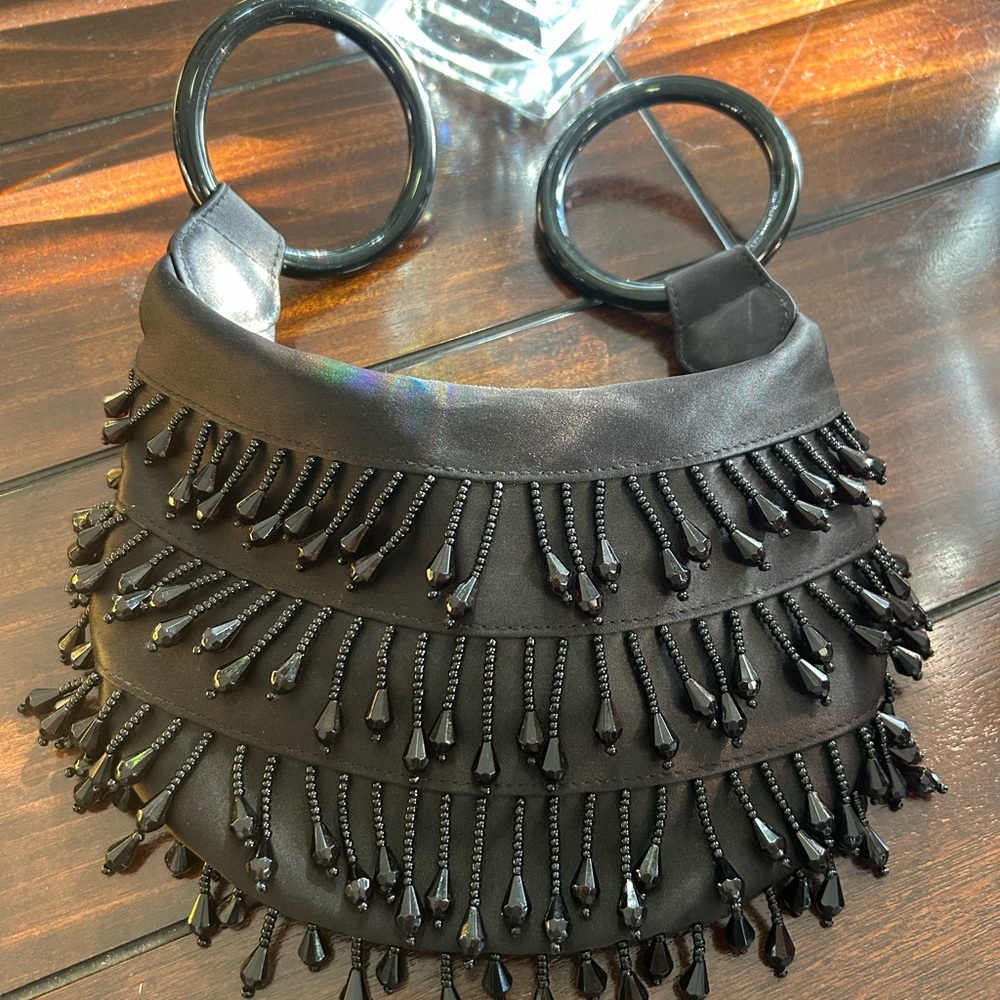 Elegant Black Beaded Women's Bag